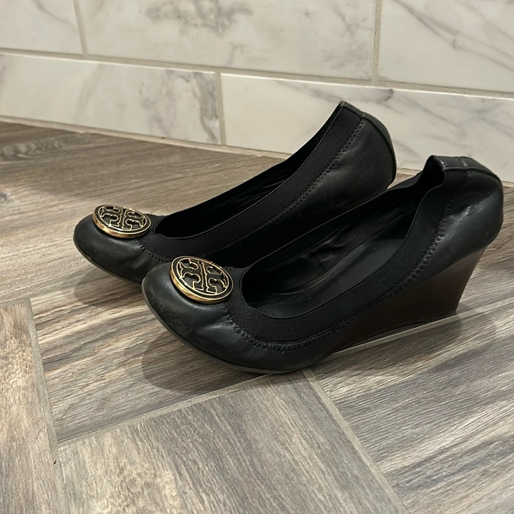 Tory Burch black wedges